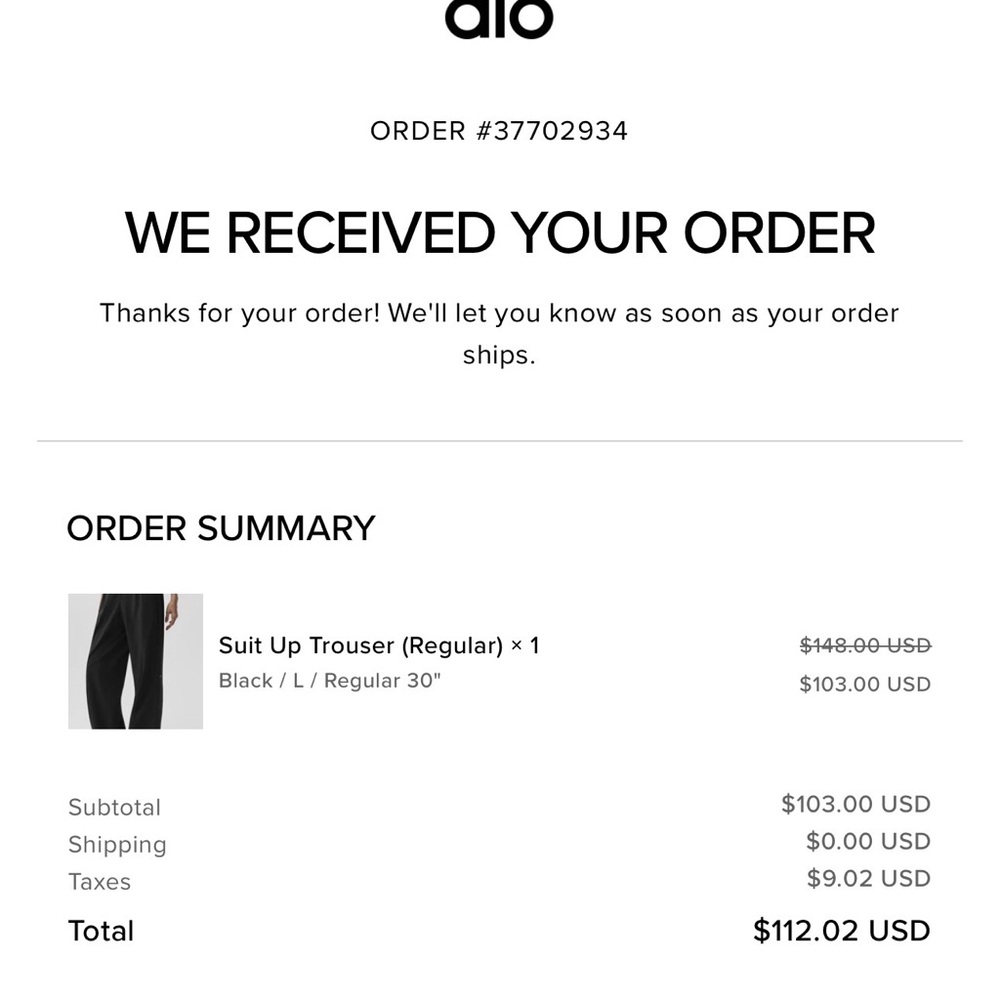 ALO Suit Up Trousers Size L - Picture 10 of 10